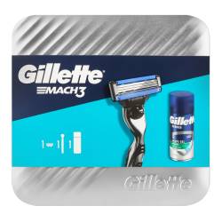 Gillette Mach3 Подарунковий набір Бритва з 1 змінною касетою + Гель для гоління Сіріез Заспокійливий
