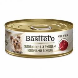 Basttet`O  SILVER Яловичина з рубцем і овочами в желе  для собак 85г з/б