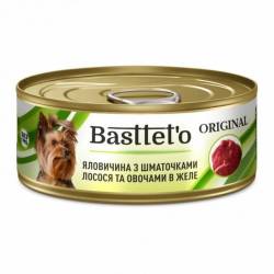 Basttet`O  Original Яловичина з шматочками лосося та овочами в желе  для собак 85г з/б