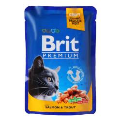 Корм  для котів пауч лосось та форель Brit Premium Cat 100г