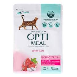 Корм для котів з високим вмістом телятини 200г Opti meal