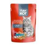 Вологий корм для котів Пан Кот "З рибою в соусі", 100 г