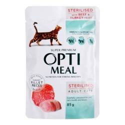 Корм захист імунітету д/стериліз кішок та кастр  котів з ял/індич  у желе 85г Opti meal