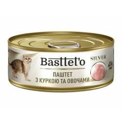 Basttet`O  SILVER Паштет  з куркою та овочами для котів   85г з/б