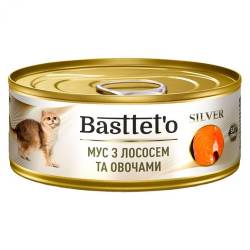 Basttet`O  SILVER Мус з лососем  та овочами для котів    85г з/б