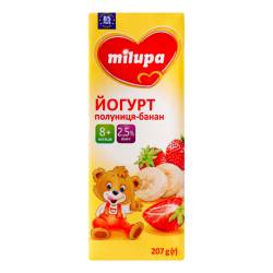 Йогурт з біфідобактеріями Milupa полуниц-банан 2,5% 207г Данон
