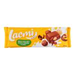Шоколад Lacmi молочний з цілими лісовими горіхами та шоколадно-карамельною начинкою 295г Рошен