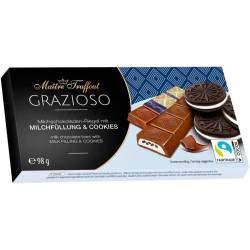 Шоколад молочний в стіках Graziozo зі шматочками печива 98г ТМ Ma tre Truffout