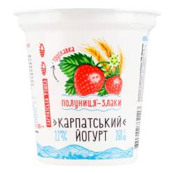 Йогурт Полуниця-злаки 2,2 % 260 г ст. ТМ Галичина