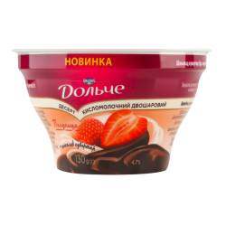 Десерт к/м Дольче  шоколад кувертюр та полуниця 4,7% 130г Лакталіс Україна