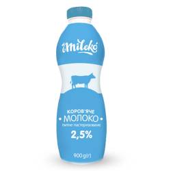 Молоко 2,5% 900г пет ТМ Мілеко