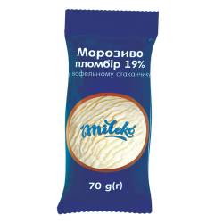 Морозиво  Пломбір 19%  70г  ст. ТМ Mileko