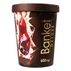 Морозиво «Banket Deluxe» з підваркою «Вишня» та кондитерською глазур ю 600г ТМ Ласунка