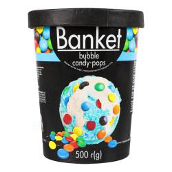 Морозиво «Banket» пломбір зі смаком жувальної гумки з кольоровим драже 500г ТМ Ласунка