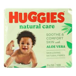 HUGGIES вологі серветки Natural Care 2+1 (56*3)6