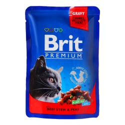 Корм  для котів пауч тушена яловичина та горох Brit Premium Cat 100г