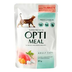 Корм захист імунітету для котів з індичкою у гарбузовому соусі 85г Opti meal