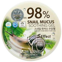 3W CLINIC Гель заспокійливий з муцином равлика 98% 300 мл (Snail Soothing Gel)