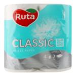 Туалетний папір Ruta Classic білий 2-шар 4 шт (170 відривів)