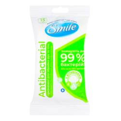 Вологі серветки SMILE Antibacterial mix 15шт