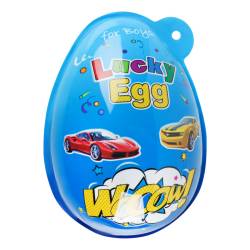 Яйце пластикове з цукерками та сюрпризом д/хлопчика Lucky egg Wooow 80г