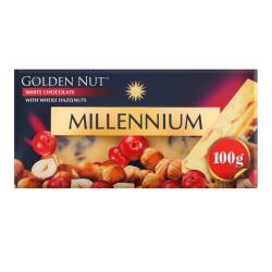 Шоколад Millenium GOLD білий/горіх (карт/уп.) 100г МАЛБИ