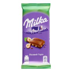 Шоколад молочний з подрібненим лісовим горіхом,90г Мілка
