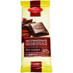 Шоколад без цукру Екстрачорний 67% какао 90г АВК