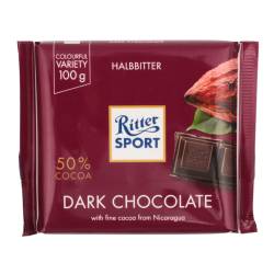 Шоколад екстра-чорний вишуканий 50% HALLBITTER 100г Ritter Sport