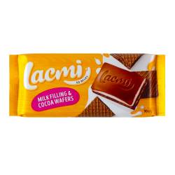 Шоколад Lacmi молочний з молочною начинкою і вафлі 90г Рошен