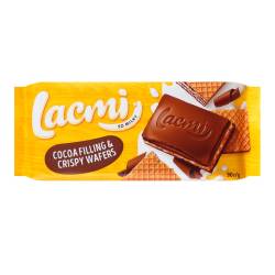 Шоколад Lacmi молочний з шоколадною начинкою і вафлі 90г Рошен