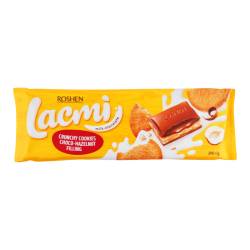 Шоколад Lacmi молочний з шоколадно-горіховою начинкою та печивом 295г Рошен
