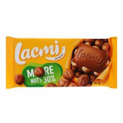 Шоколад Lacmi молочний з цілими лісовими горіхами 90г Рошен