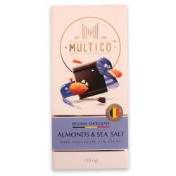 Шоколад бельгійський чорний з мигдалем та морською сіллю 100г, Multico