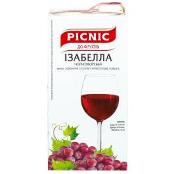 Вино Ізабелла (до фруктів) черв. н/сол 1,0 л т/п ОЗКВ