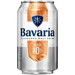 Пиво Баварiя 0.33 б/а з/б персик
