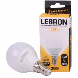 LED лампа Lebron L-G45, 6W, Е14, 4100K, 480Lm, кут 220° 00-10-26 (11-12-20)