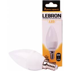 LED лампа Lebron L-С37, 6W, Е14, 4100K, 480Lm, кут 220° 00-10-38 (11-13-20)