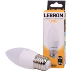LED лампа Lebron L-С37, 6W, Е27, 4100K, 480Lm, кут 220° 00-10-44(11-13-50)