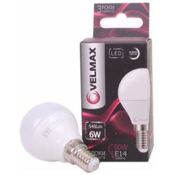 LED лампа Velmax V-G45, 6W, E14, 4100K, 540Lm, кут 220° 00-20-26 (21-12-20)