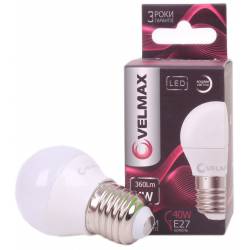 LED лампа Velmax V-G45, 4W, E27, 4100K, 360Lm, кут 220° 00-20-30 (21-12-42)