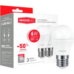 Лампы LED G45 F 6W 4100K 220V E27 2-LED-542 (2шт)