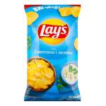 Чіпси картопляні зі смаком сметани і зелені Lay's м/у 170г
