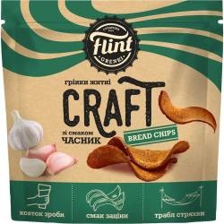 Грінки  житньо-пшеничні хвилясті зі смаком «Часник» 90 г ТМ «Flint  Craft Grenki»